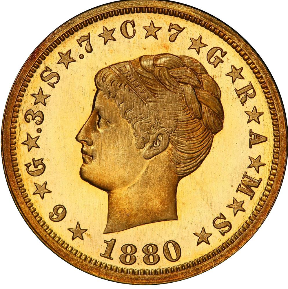 Image of 1880 $4 Gold Stella, Coiled Hair